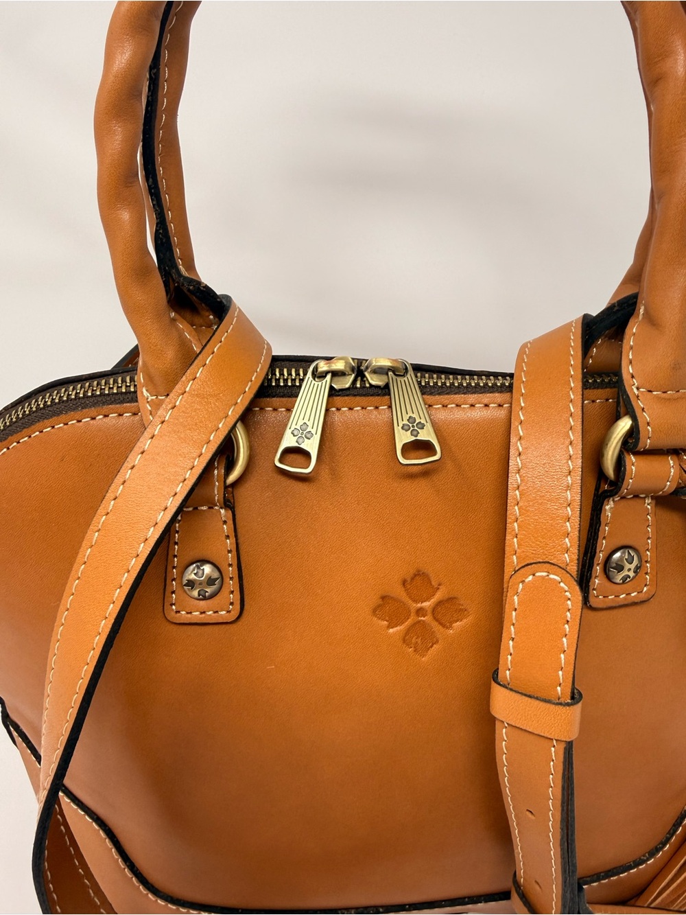 Patricia Nash Caramel Dome Satchel with Tassel - Picture 4 of 13